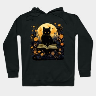 Floral Black Cat And Book Catshirt Hoodie